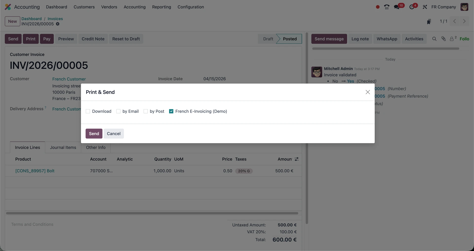Модуль Invoicing Odoo з французькою локалізацією