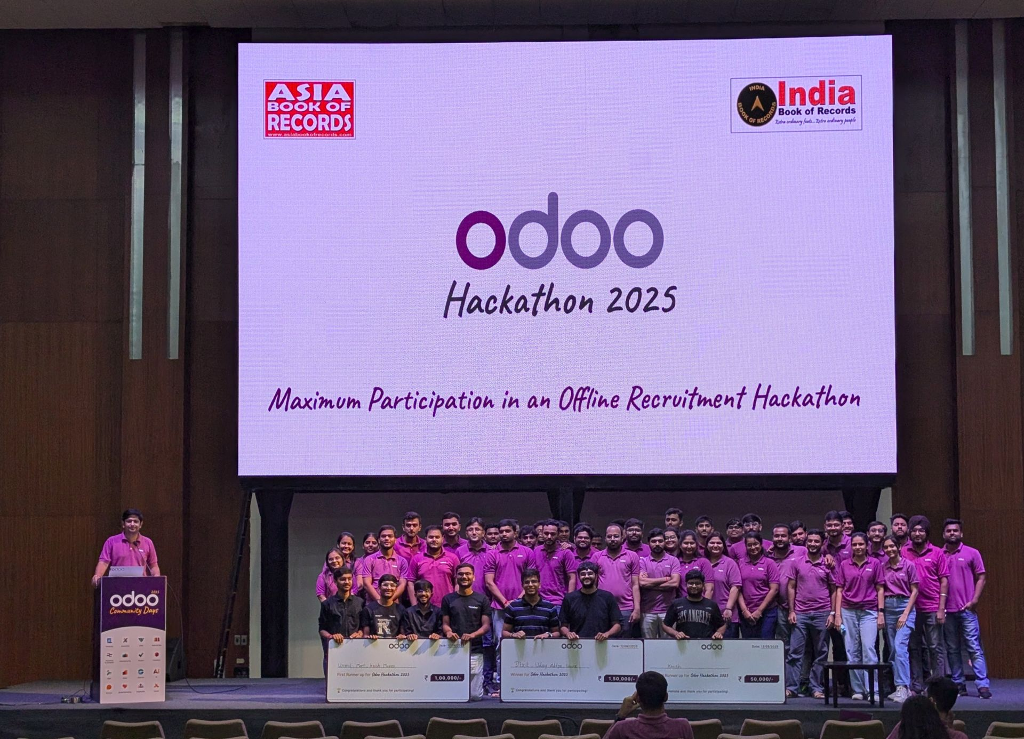 Церемонія нагородження Odoo India Hackathon 2025