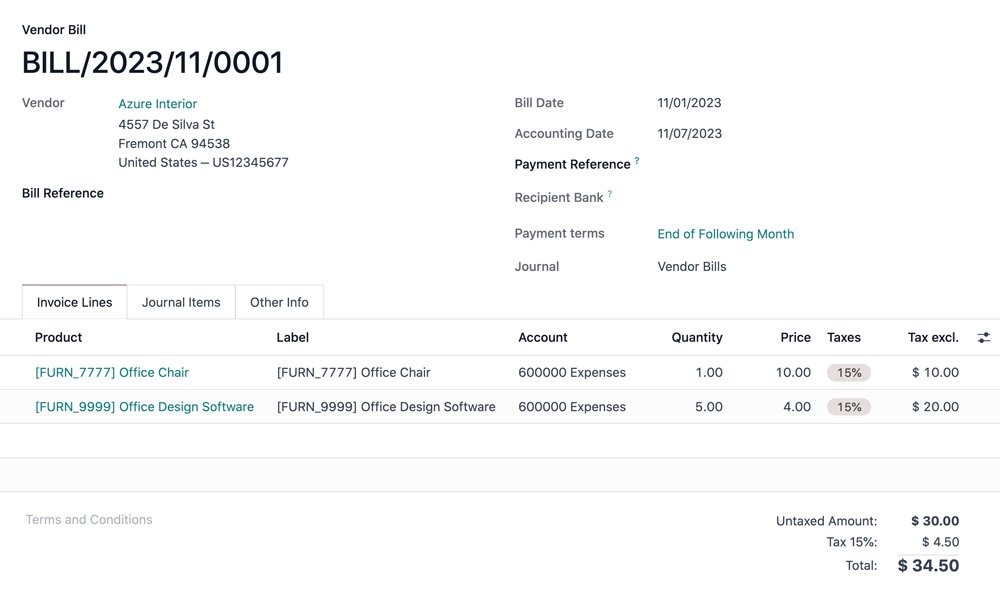Автоматичне розпізнавання рахунку в Odoo Accounting